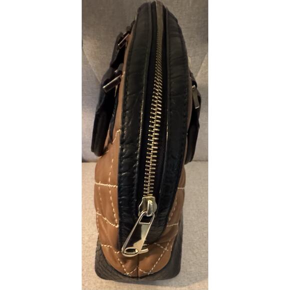 Michael Kors Smythe Small Dome Cross Stich Satchel Walnut Black - Picture 8 of 11